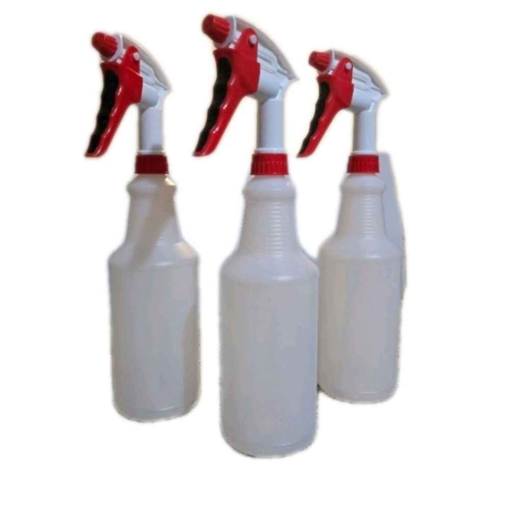 Set of 3 Red and White Heavy Duty Spray Bottles